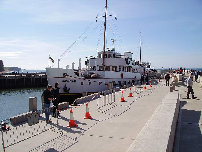 The Balmoral moored against the Jurassic Pier