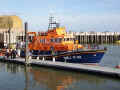 Weymouth Lifeboat moored in West Bay Harbour