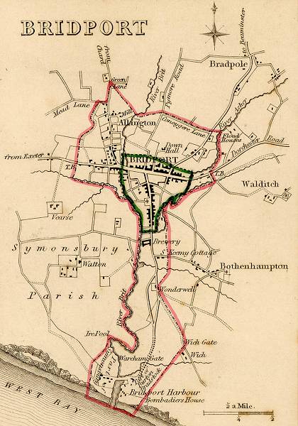 Bridport Map...1835